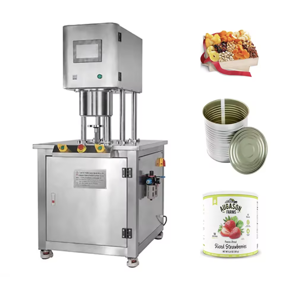 Semi Auto Vacuum Nitrogen Filling Food Can Canning Seamer Dried Fruit Tin Can Sealing Machine